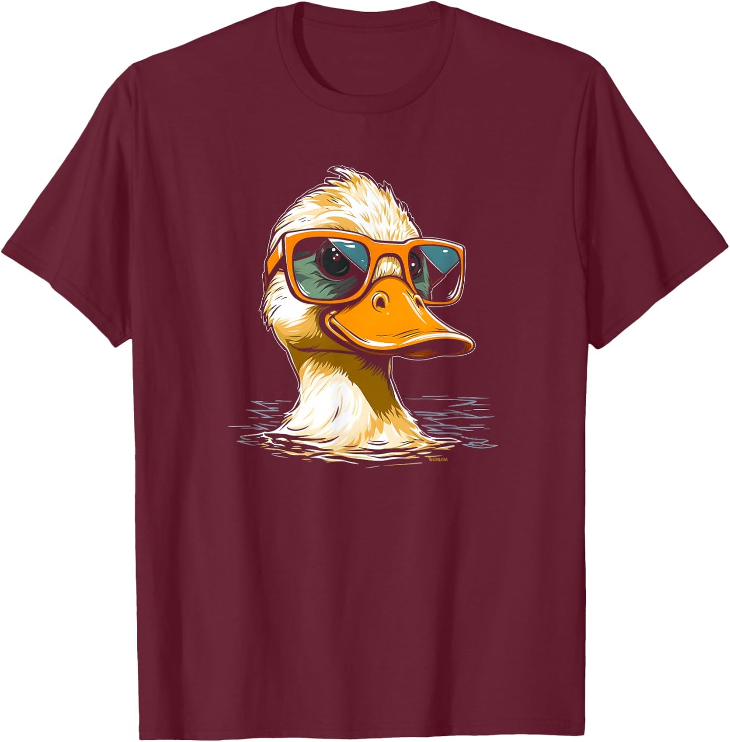 Cool Duck with Sunglasses / Funny 1980s Duck T-Shirt - T-Shirt | Maroon