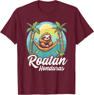 Roatan Sloth, Roatan Honduras Sloth, Roatan T-Shirt - T-Shirt | Maroon