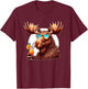 Funny Moose Summer Vacation Sunglasses Moose T-Shirt - T-Shirt | Maroon