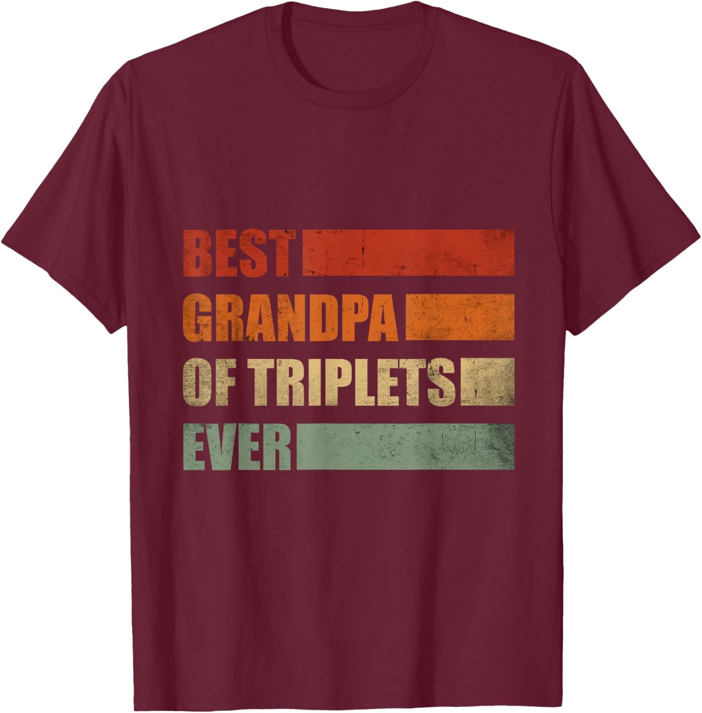 Retro Grandpa of Triplets Pregnancy Announcement Party T-Shirt - T-Shirt | Maroon