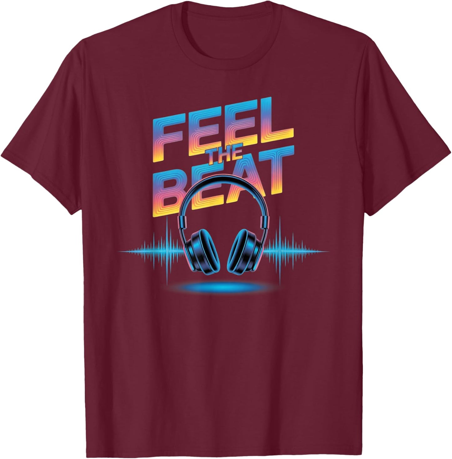 Men's DJ Shirts Music Headphone T-Shirt - T-Shirt | Maroon
