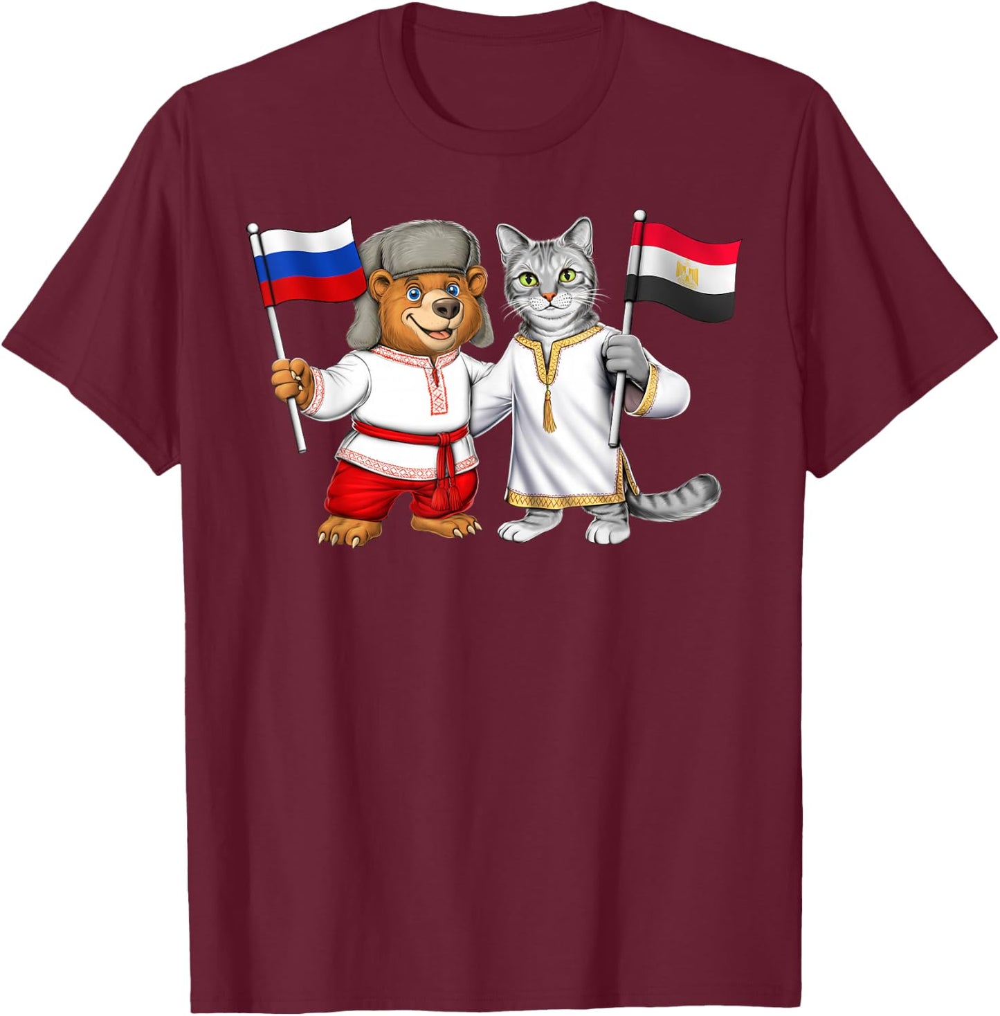 Russia Egypt Flag Russian Roots Proud Egyptian Heritage T-Shirt - T-Shirt | Maroon