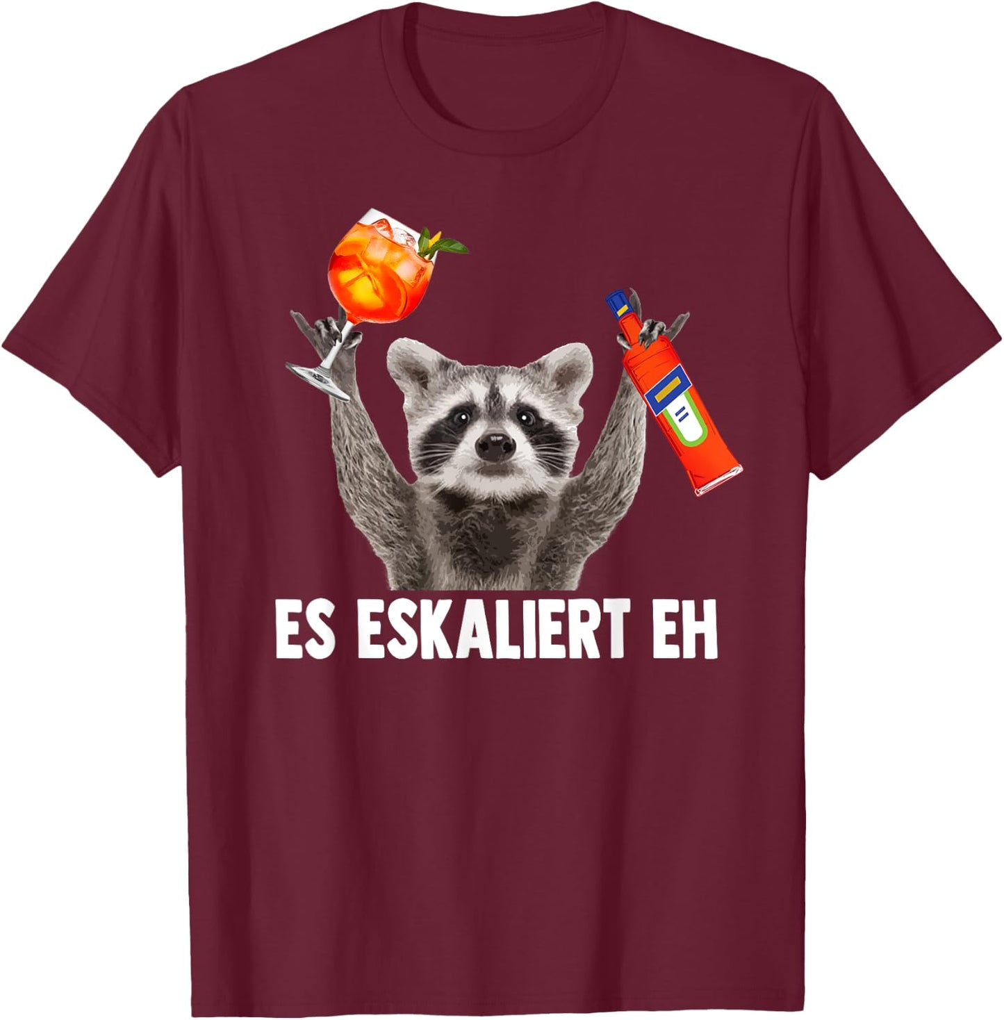 PEDRO SPRITZ COLLECTION X Waschbär Meme Spritz Black Adult Small V-Neck Short Sleeve T-Shirt - T-Shirt | Maroon