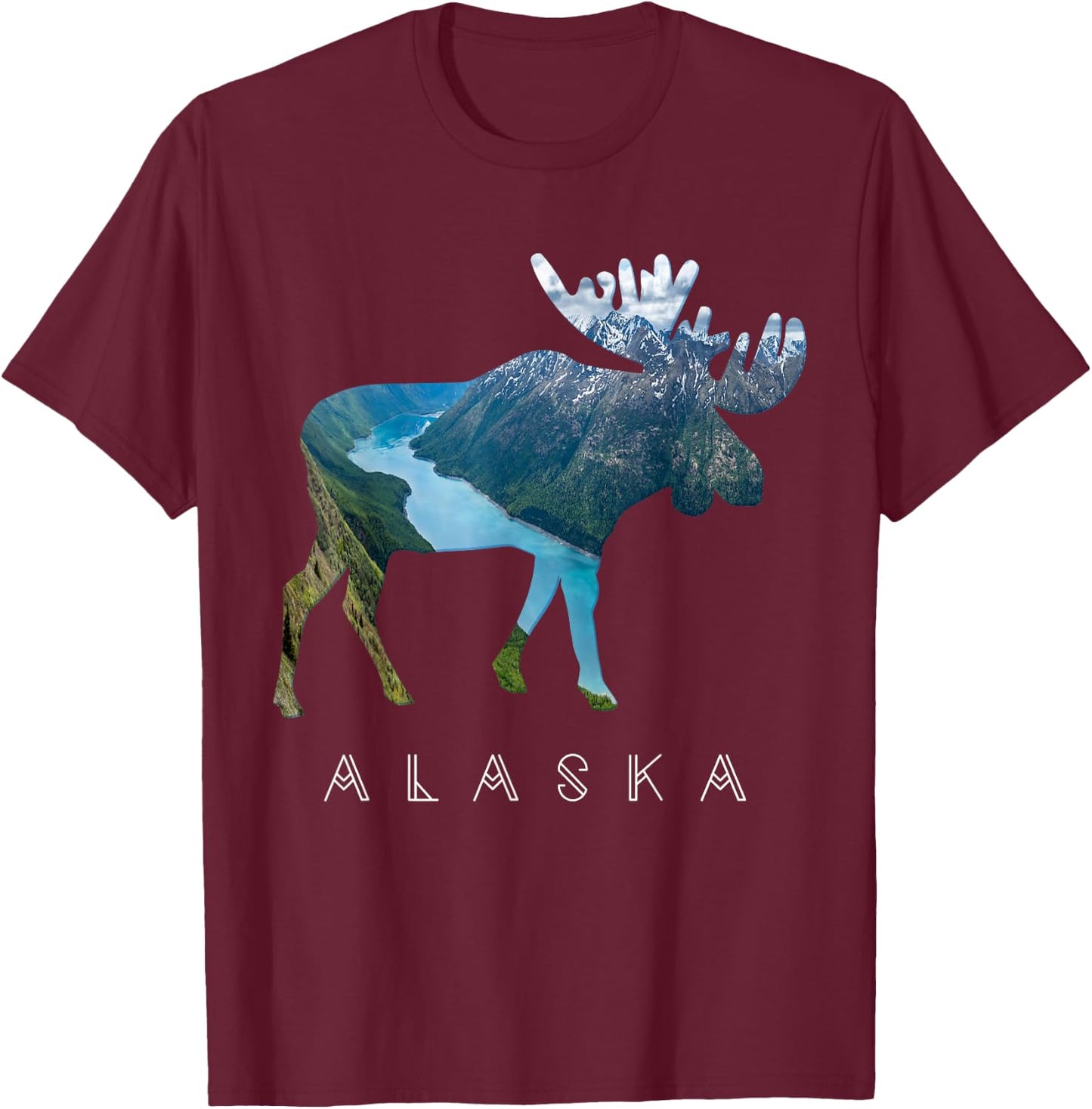 Alaska Moose Chugach National Forest State Park Souvenir T-Shirt - T-Shirt | Maroon