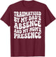 Traumatized By My Dad's Absence and My Mom's Presence T-Shirt - T-Shirt | Maroon