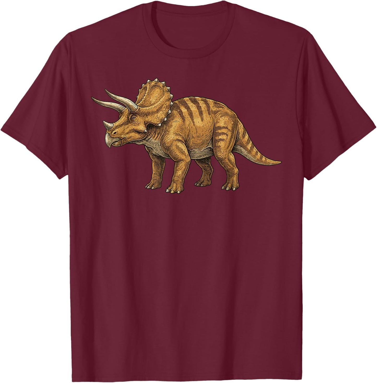 Triceratops Illustration Dinosaur T-Shirt - T-Shirt | Maroon