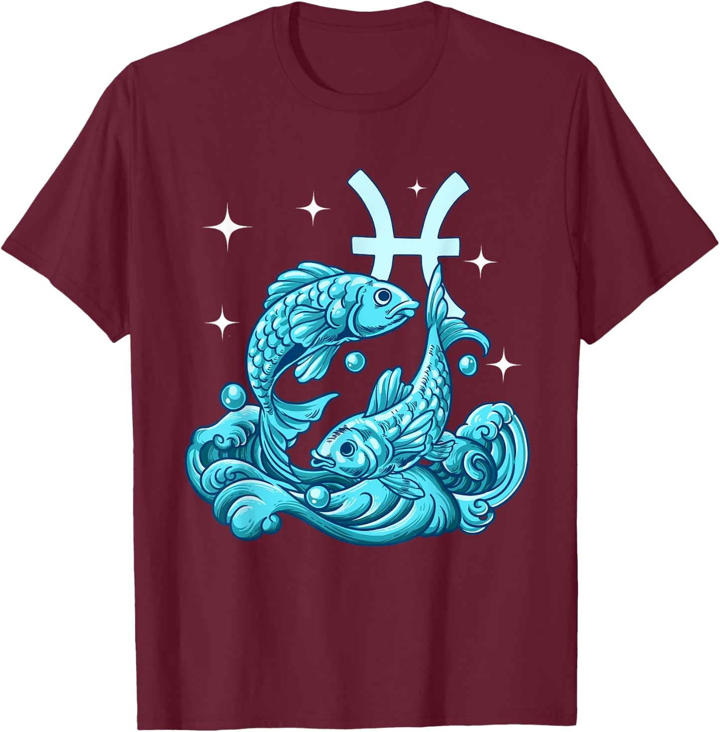 Pisces Zodiac Sign T-Shirt - T-Shirt | Maroon