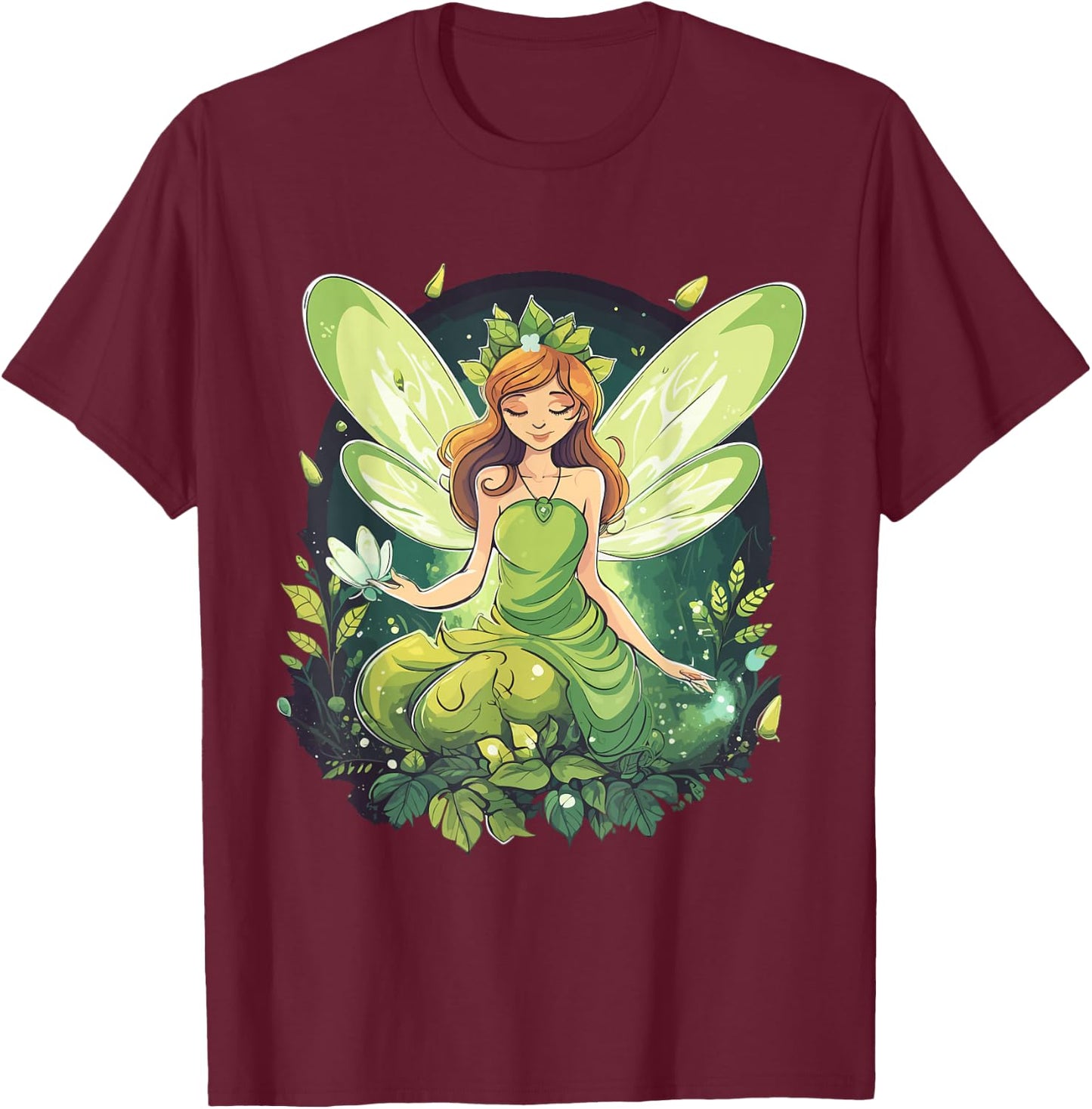 Forest Fairy , black T-Shirt - T-Shirt | Maroon