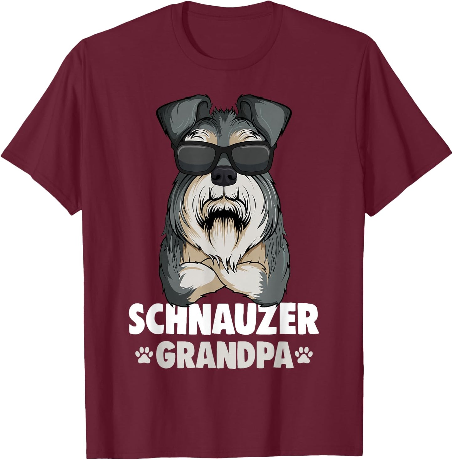 Miniature Schnauzer Grandpa Schnauzer Dog T-Shirt - T-Shirt | Maroon