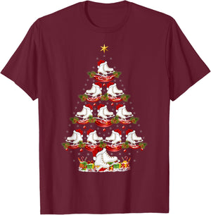 Ice Skating Sports Xmas Lighting Ice Skating Christmas Tree T-Shirt - T-Shirt | Maroon