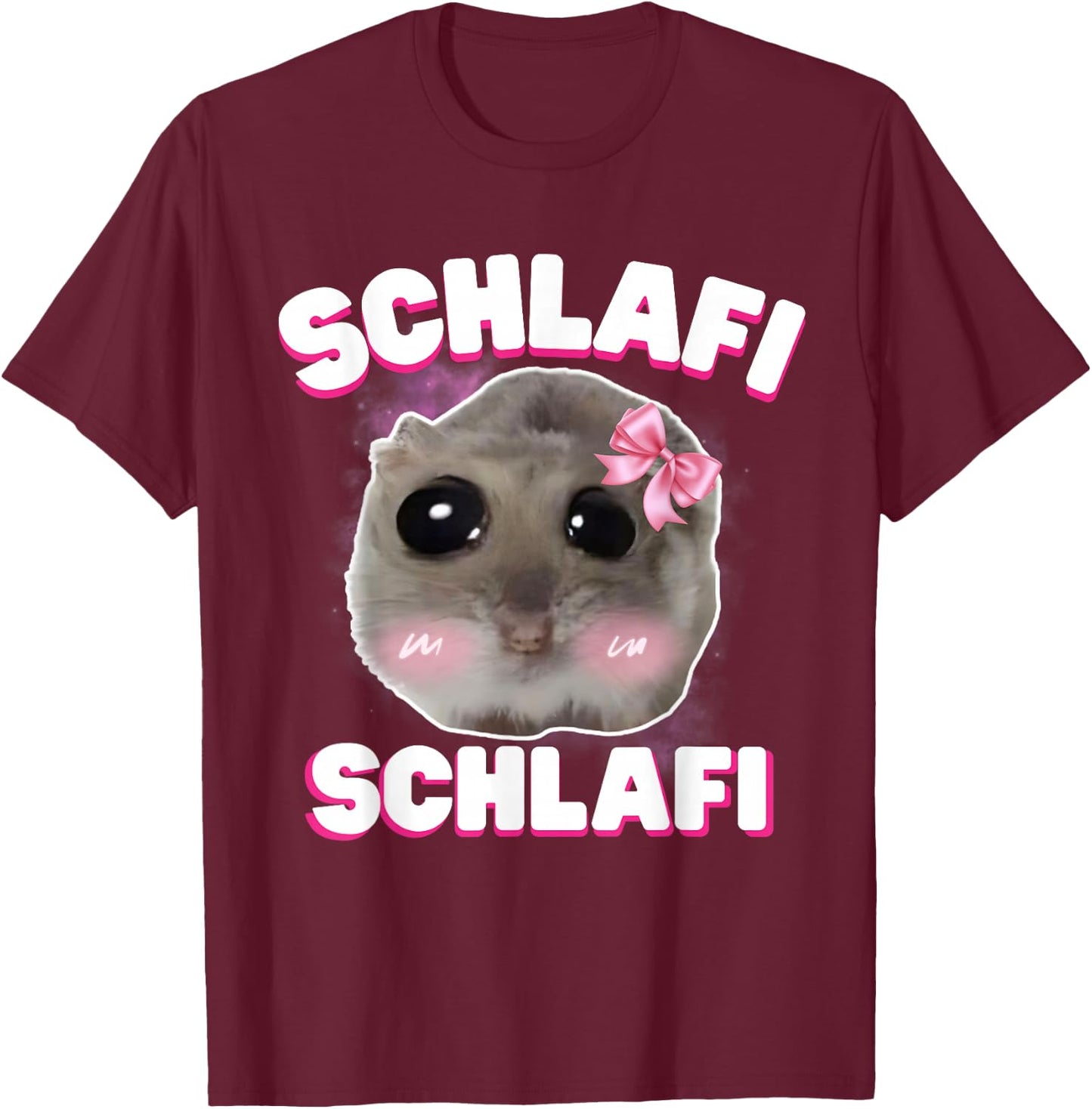 Schlafi Schlafi Funny Sad Hamster Cute Hamstie , black T-Shirt - T-Shirt | Maroon