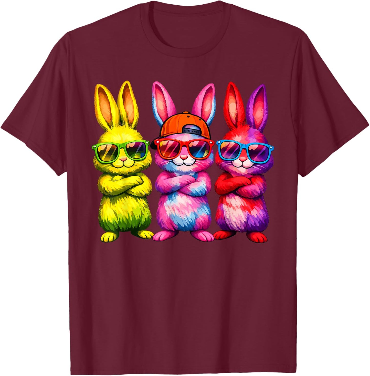 Lustige Osterhase Coole Hasen Kinder für Ostern Jungen Mädchen T-Shirt - T-Shirt | Maroon