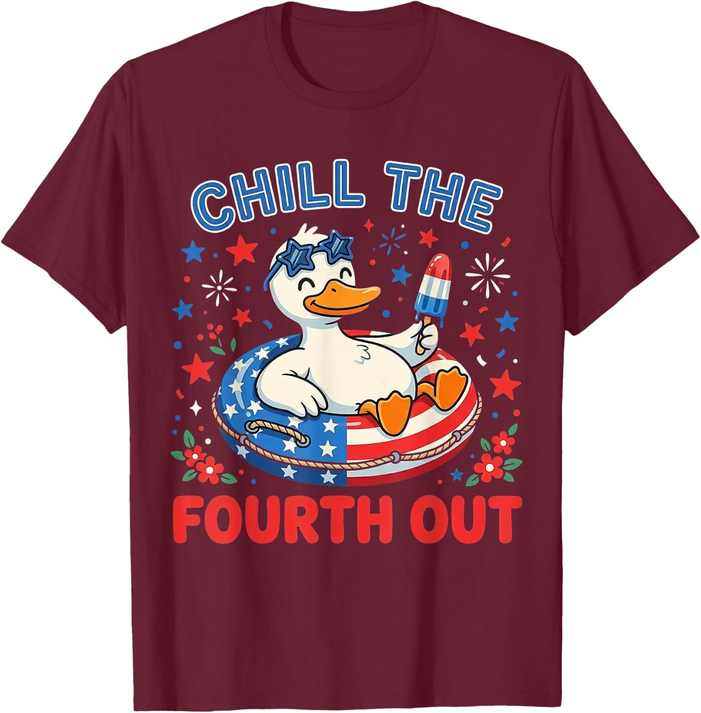Goose 4th of July Funny Patriotic Chill The Fourth Out Kids T-Shirt - T-Shirt | Maroon