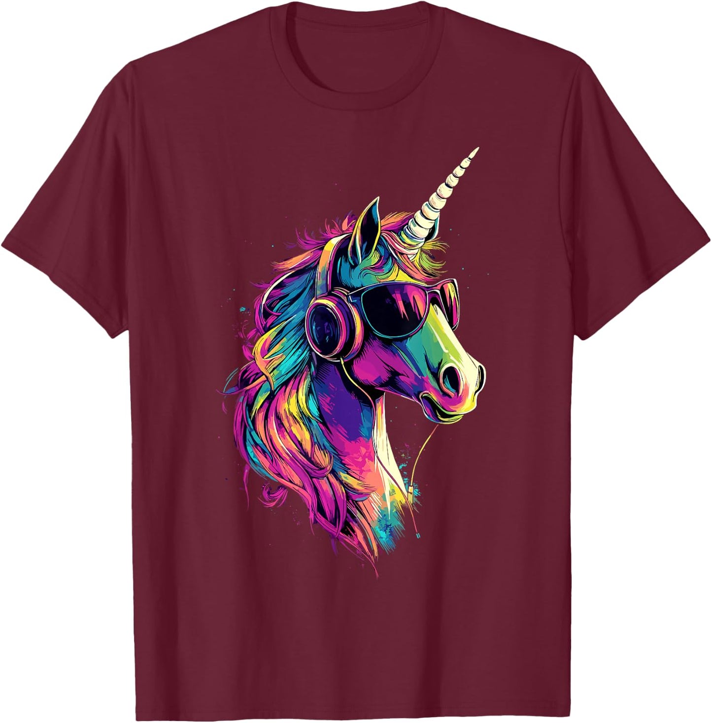 Unicorn Colourful Rainbow Rider Horses Riding Unicorns , black T-Shirt - T-Shirt | Maroon