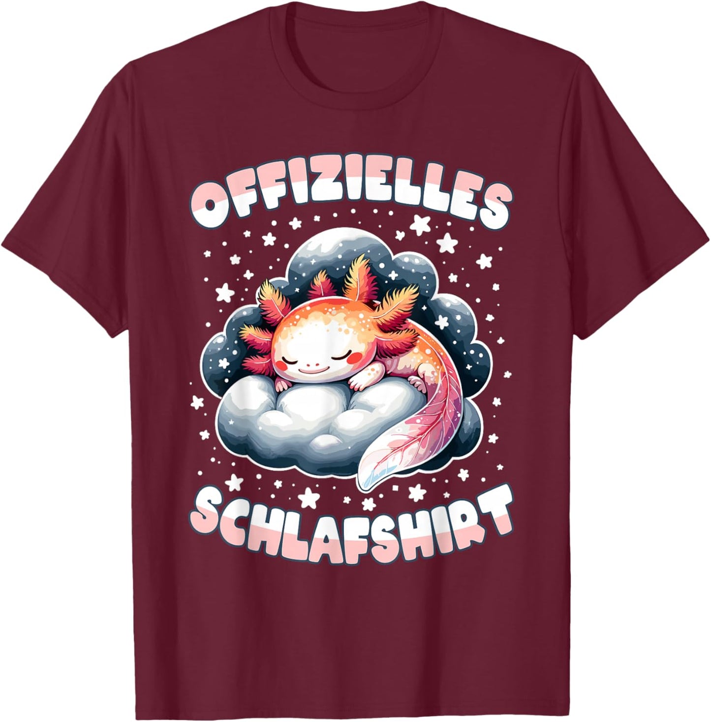 Official Axolotl Sleep Shirt Pyjamas Sleep , black T-Shirt - T-Shirt | Maroon