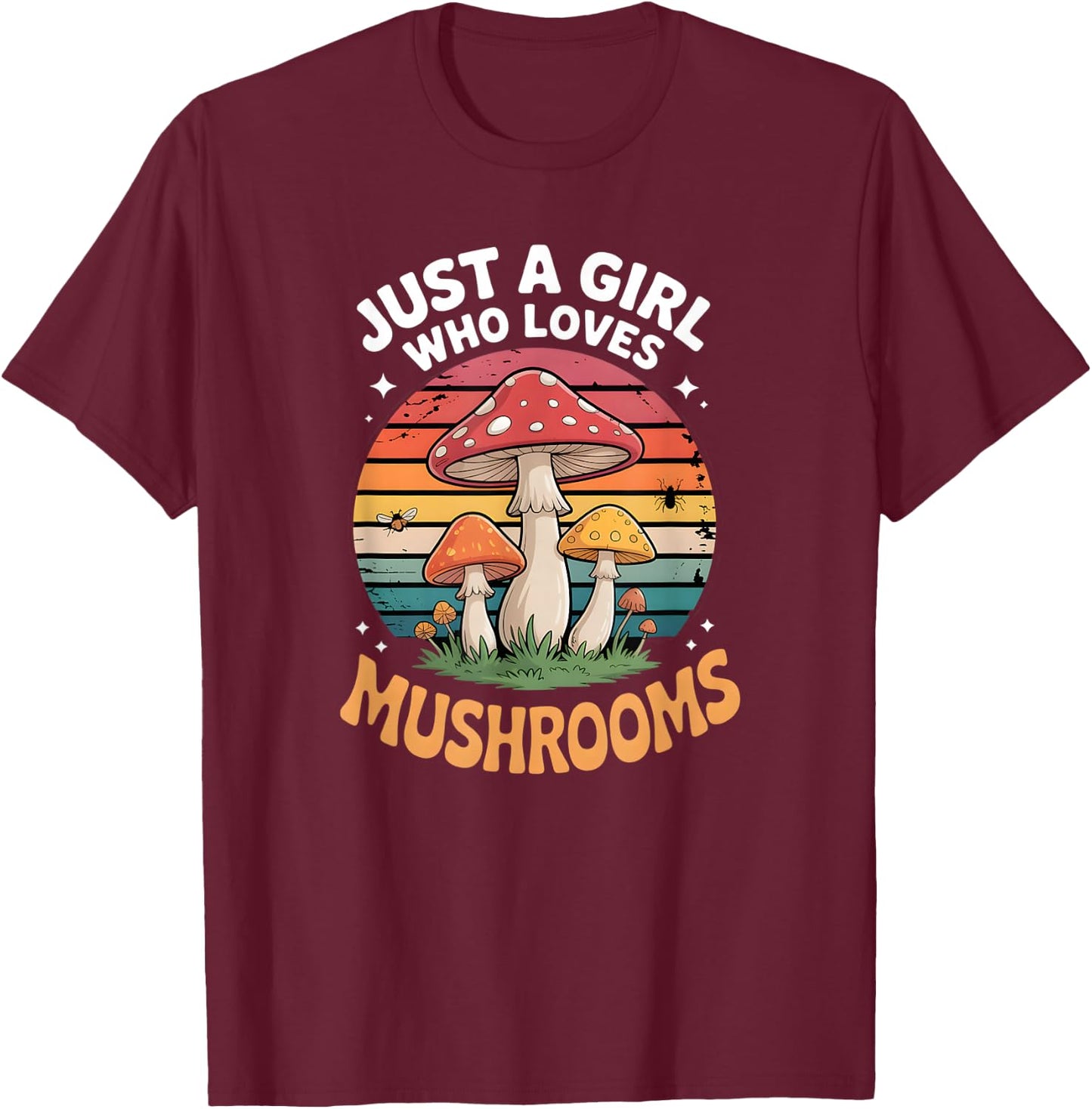 Girls Mushroom T-Shirt - T-Shirt | Maroon