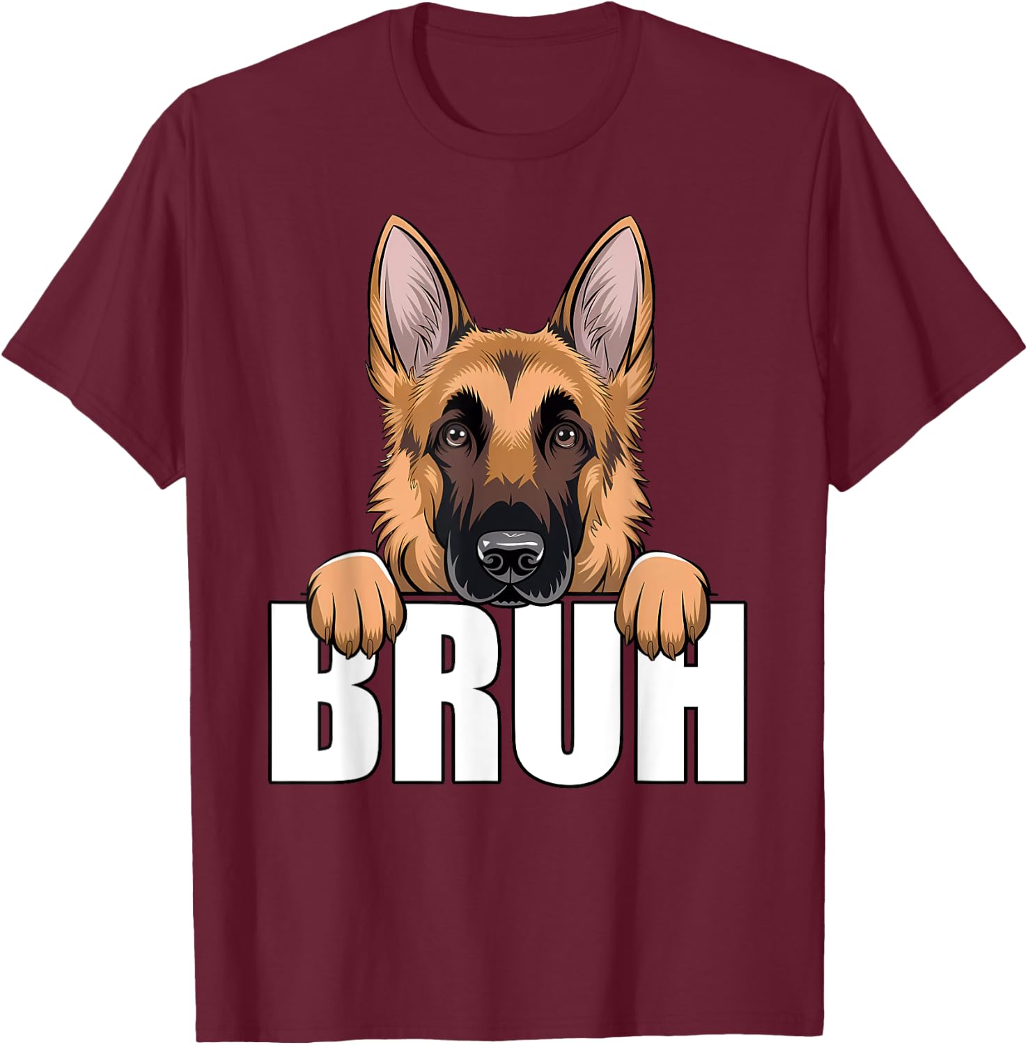 Funny German Shepherd Bruh Cute GSD Dog Lover Men Boys Kids T-Shirt - T-Shirt | Maroon