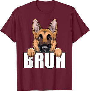 Funny German Shepherd Bruh Cute GSD Dog Lover Men Boys Kids T-Shirt - T-Shirt | Maroon