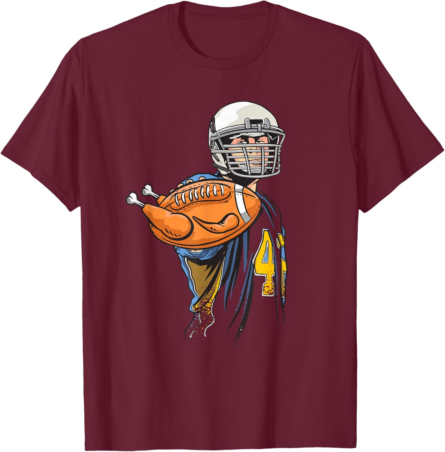 Thanksgiving Football Player Turkey - Thanksgiving Football T-Shirt - T-Shirt | Maroon