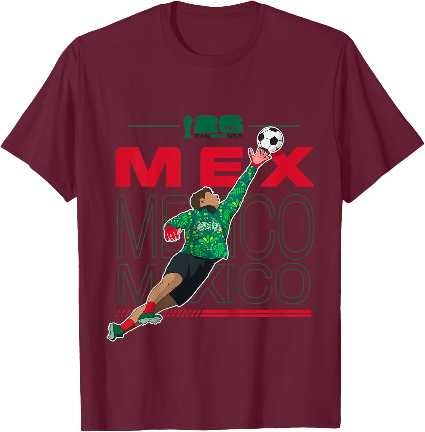 Kids FIFA WORLD CUP26 Mexico Host Country Save T-Shirt - T-Shirt | Maroon