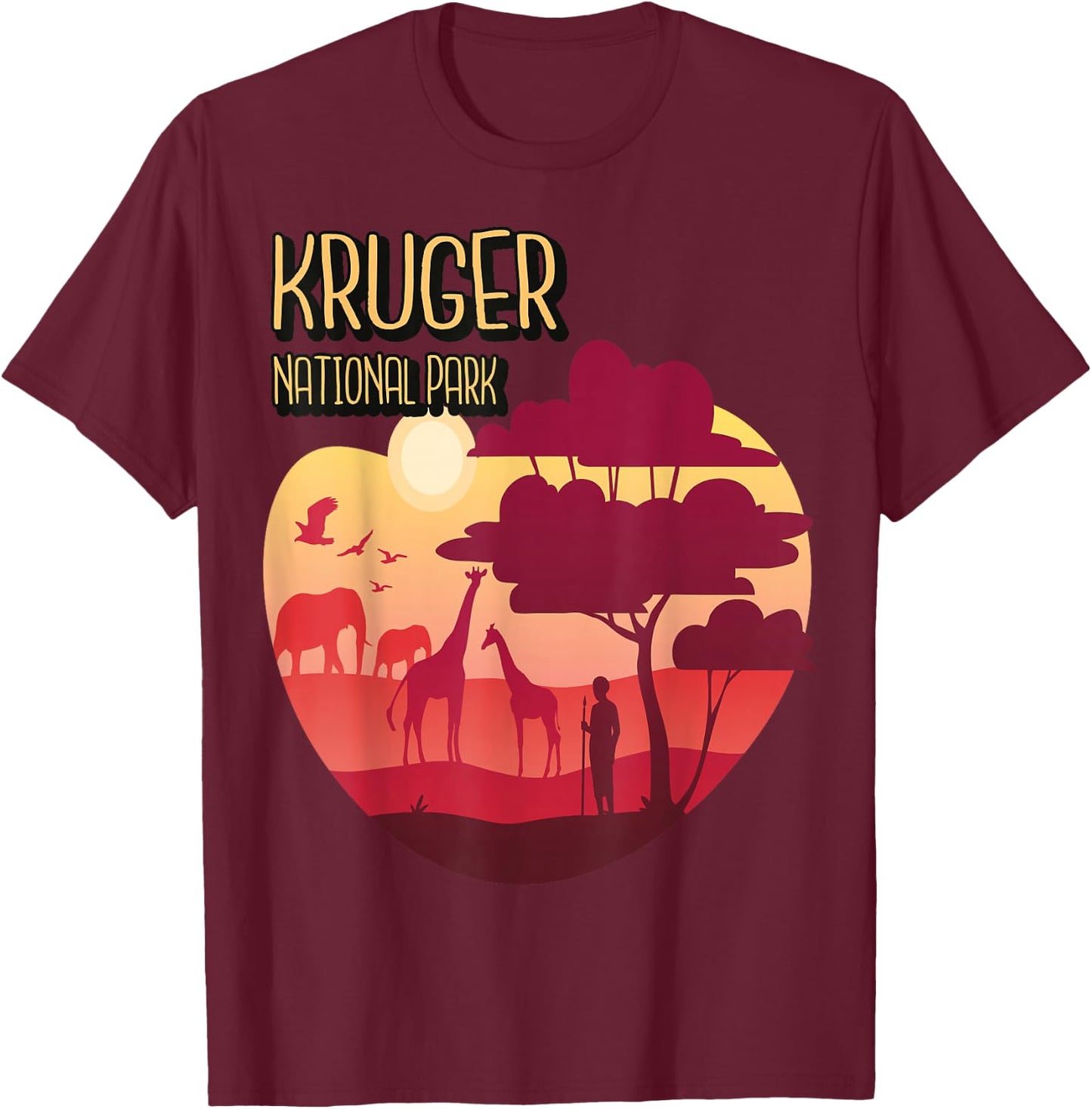 Kruger Safari Tour Africa National Park Souvenir T-Shirt - T-Shirt | Maroon