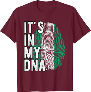 Funny it's in my DNA Nigeria flag Fingerprint T-Shirt - T-Shirt | Maroon