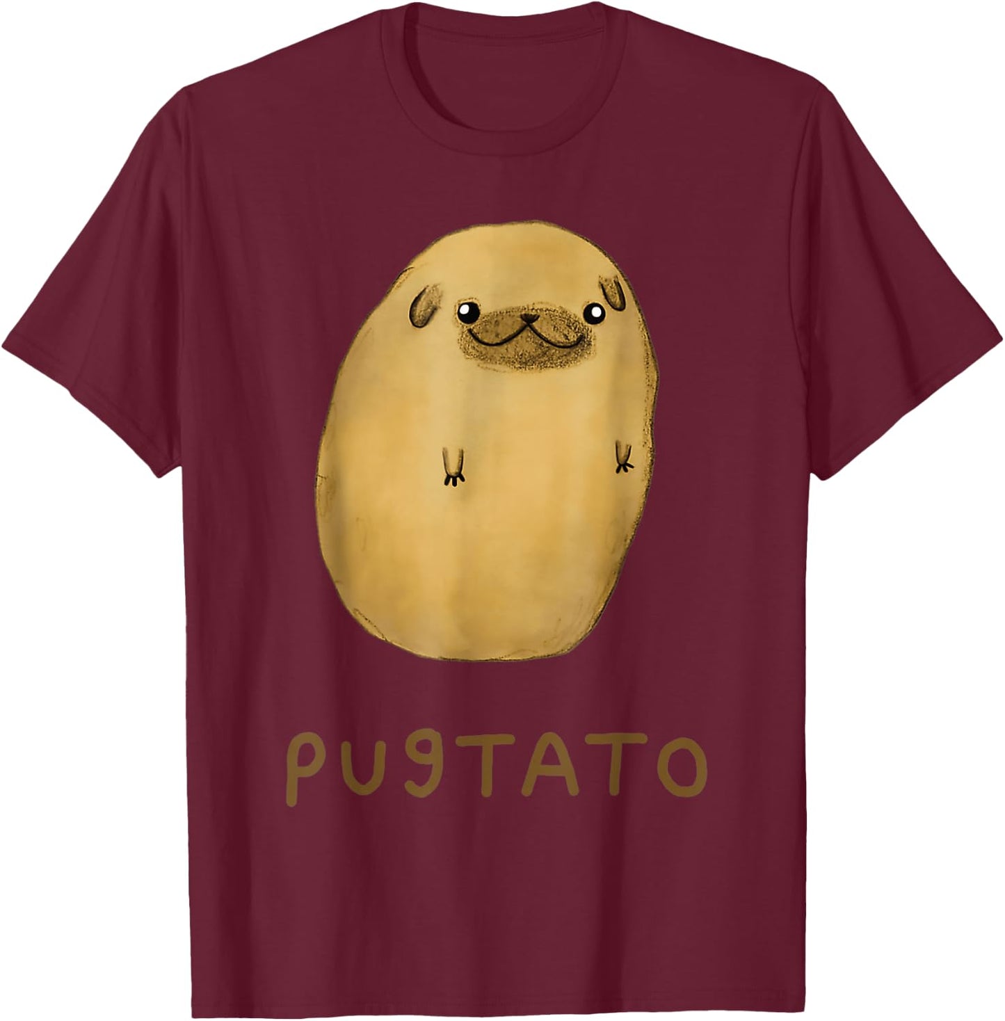 Pugtato Kartoffel-Hunde T-Shirt - T-Shirt | Maroon