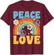 Peace Love 60's 70's 80's Party Outfit Groovy Hippie Costume , black T-Shirt - T-Shirt | Maroon