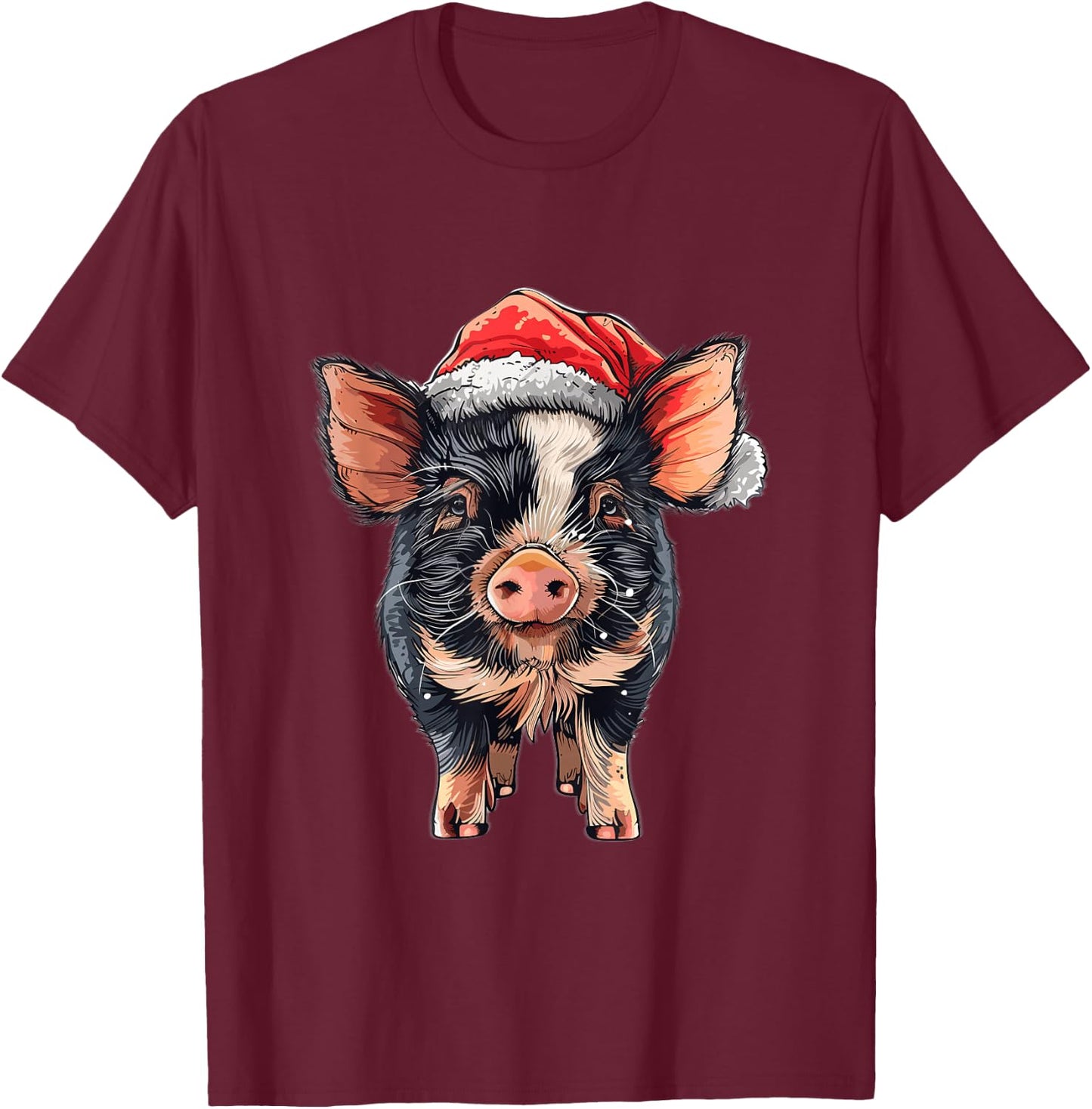 Kune Kune Pig Lover Xmas Christmas Hat Kunekune Pig T-Shirt - T-Shirt | Maroon