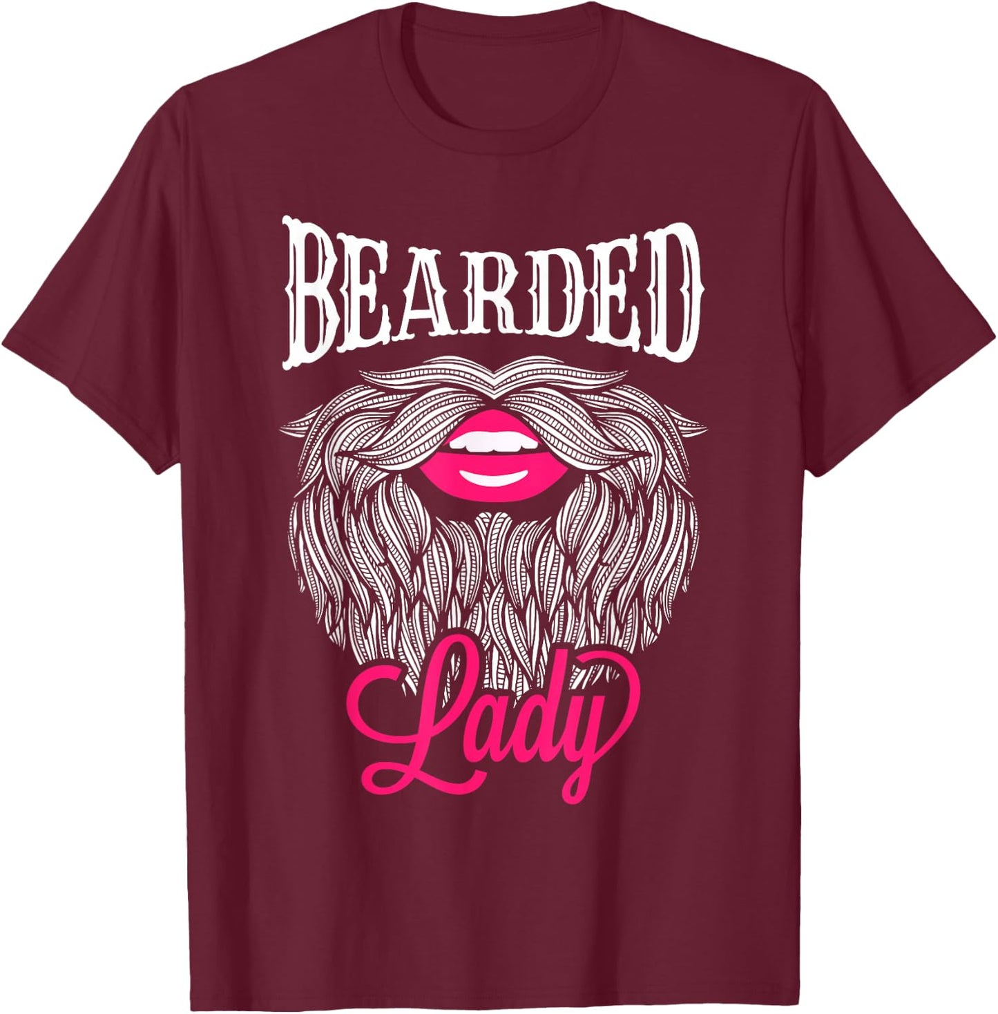 Bearded Lady - Vintage Circus Bearded Lady Costume T-Shirt - T-Shirt | Maroon