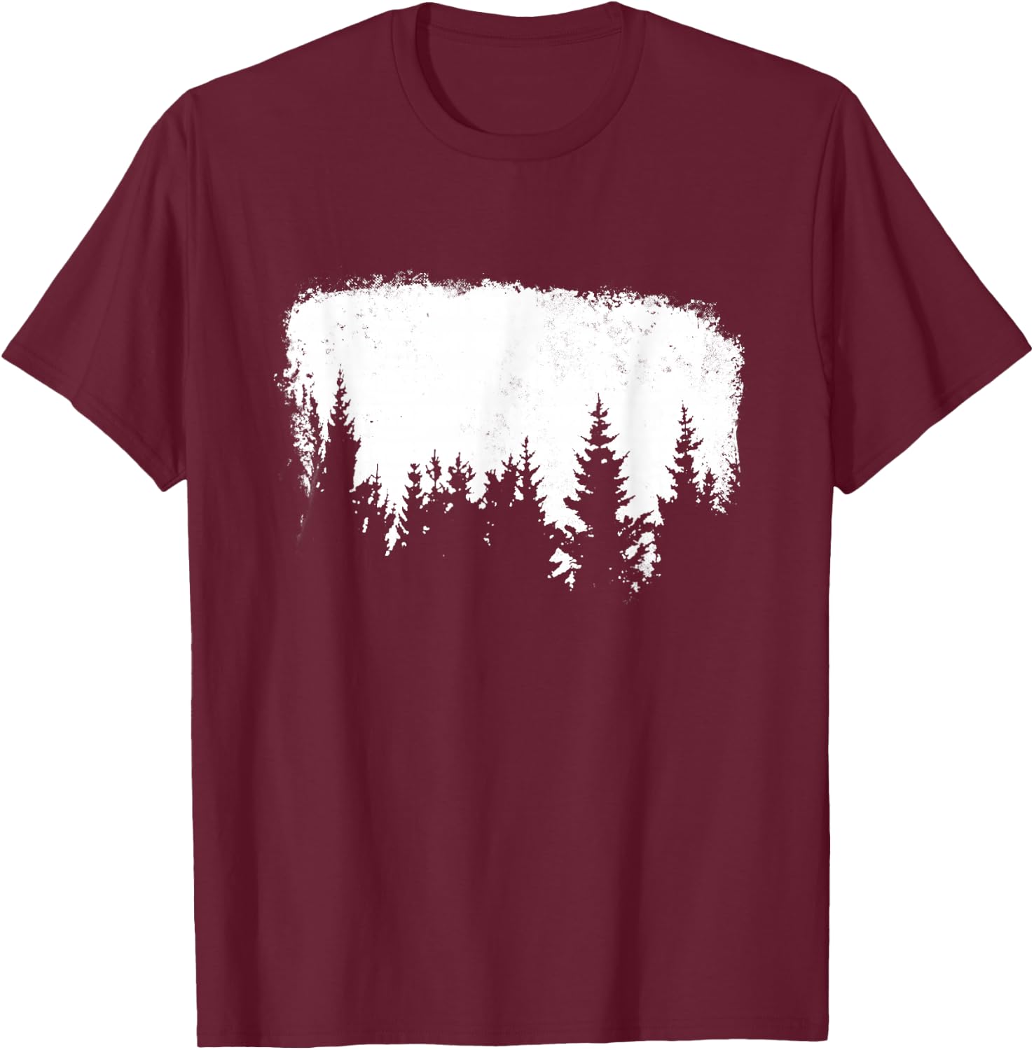 Minimalist Pine Tree Design World Traveler Graphic Clothing T-Shirt - T-Shirt | Maroon