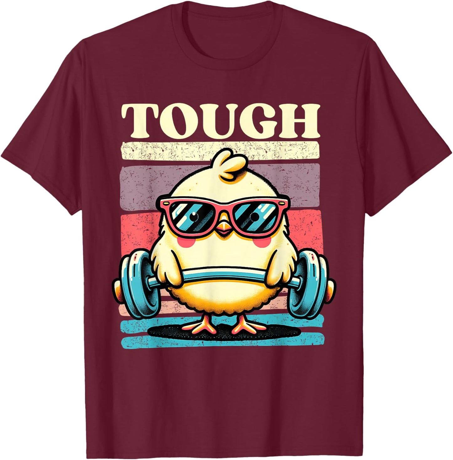 Funny Baby Chick Gym Teen Girls Women One Tough Chick T-Shirt - T-Shirt | Maroon