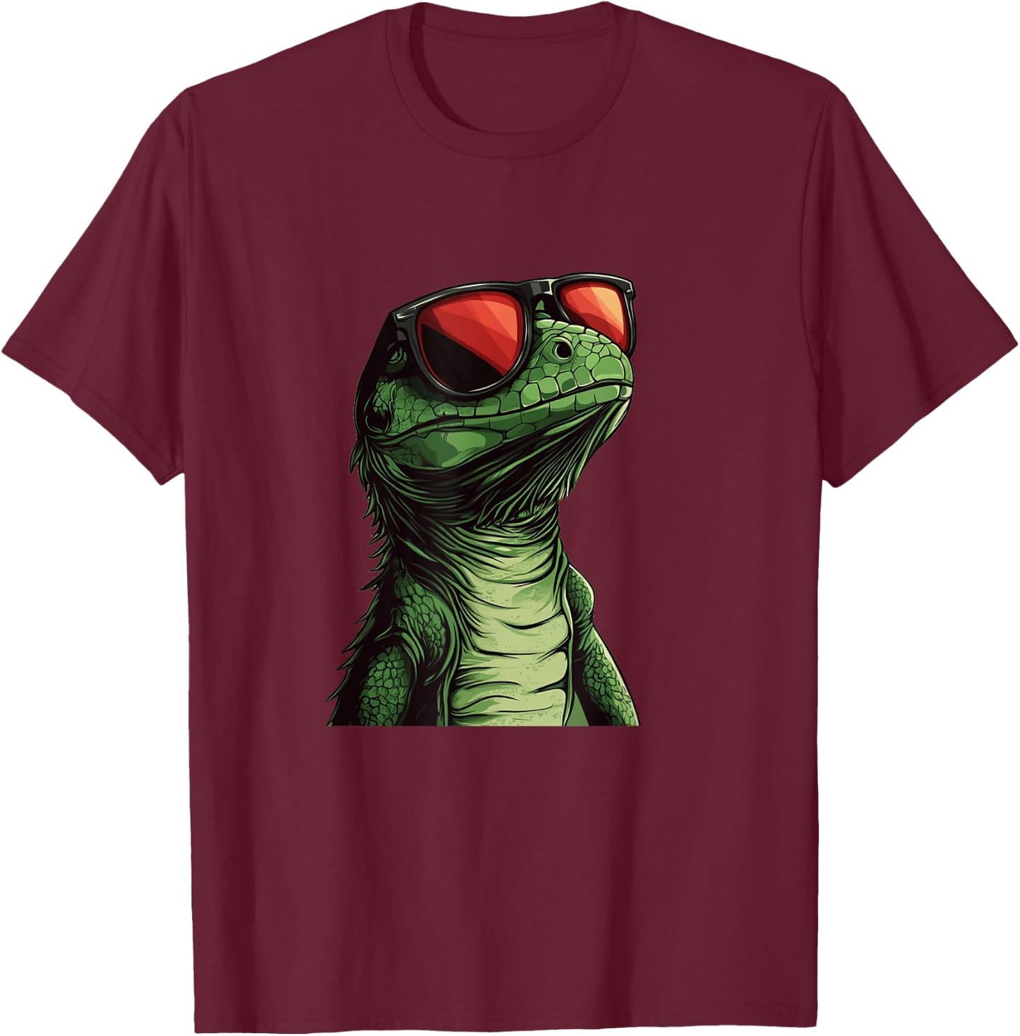 Trendsetting Reptile Lizard with Glasses for Animals Lovers T-Shirt - T-Shirt | Maroon