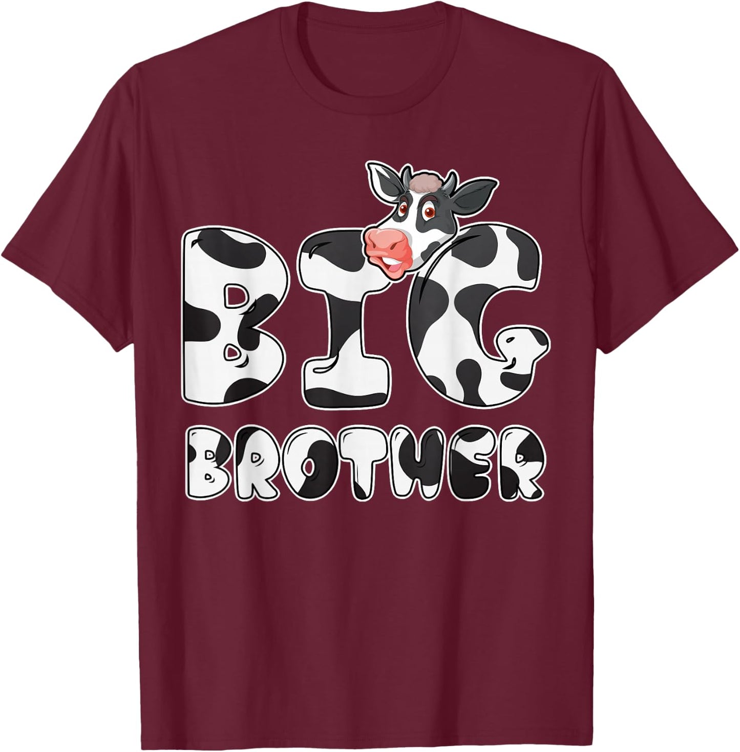 Cow Big Brother Birthday Funny Family Matching Bro Family T-Shirt - T-Shirt | Maroon