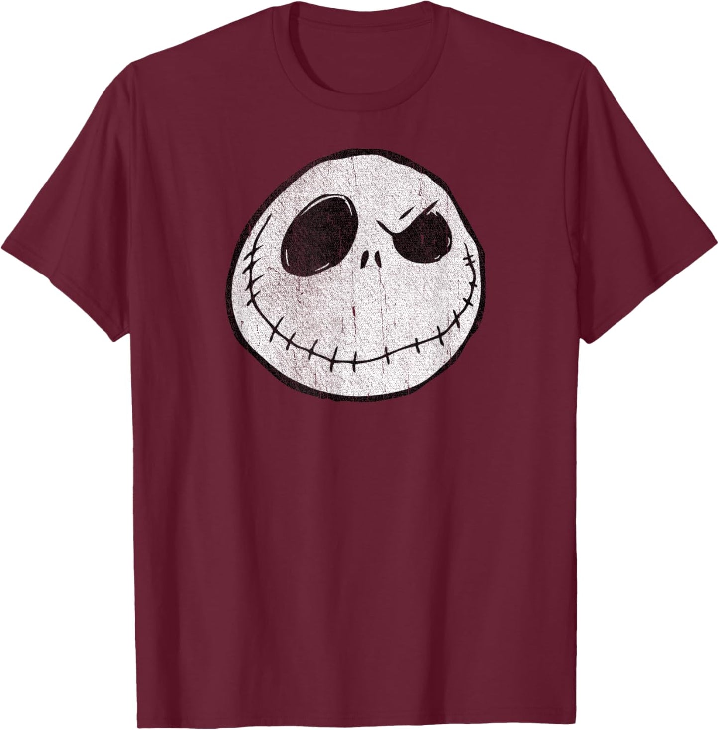 The Nightmare Before Christmas - Jack Skellington Face T-Shirt - T-Shirt | Maroon