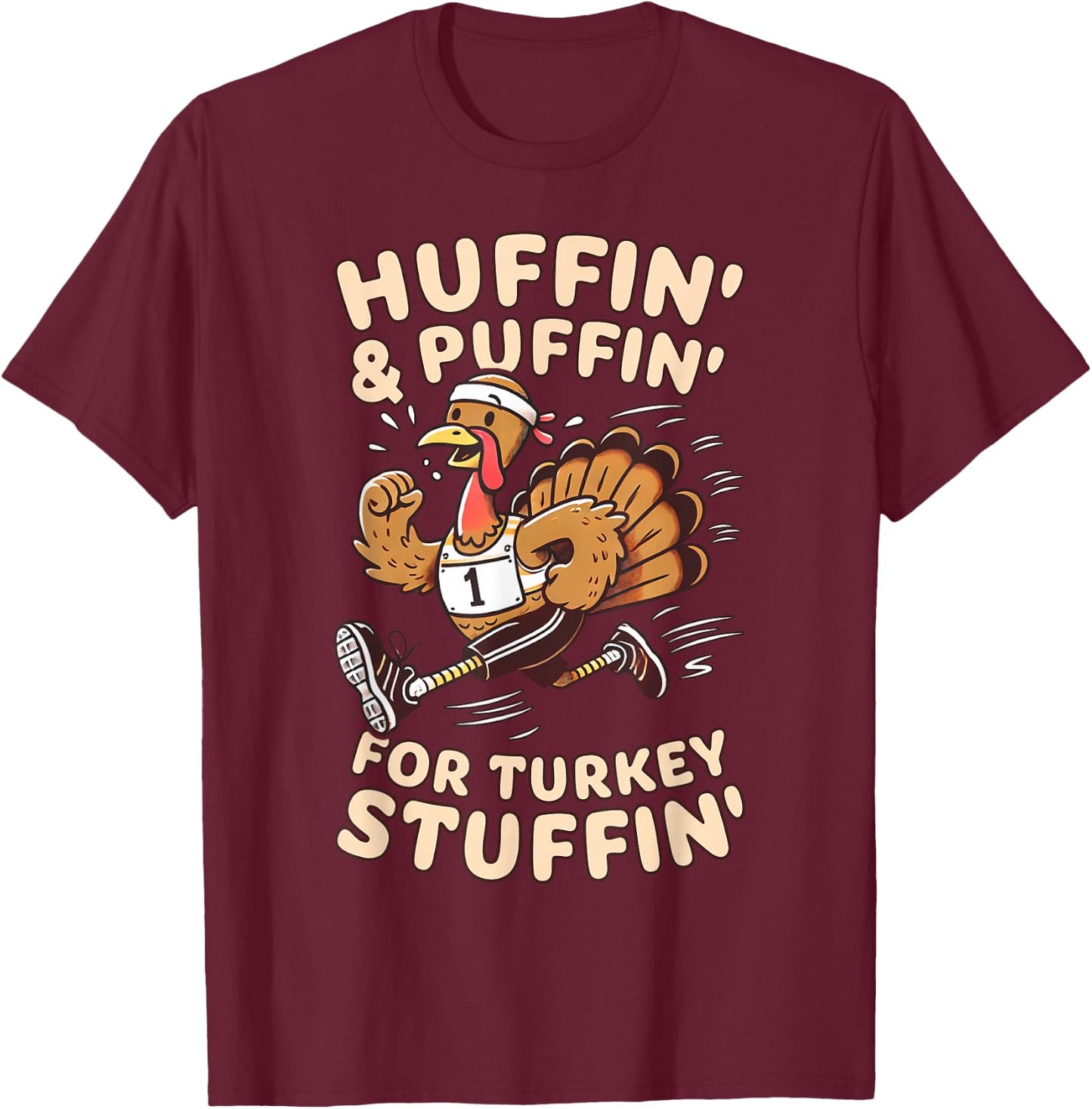 Thanksgiving Turkey Run Running Turkey T-Shirt - T-Shirt | Maroon