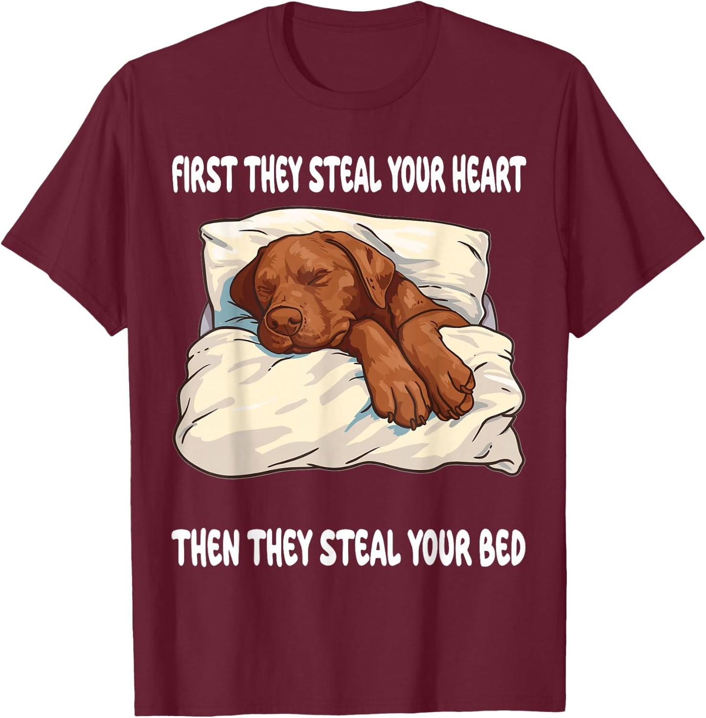 Chesapeake Bay Retriever Sleeping Pajamas Nightgown T-Shirt - T-Shirt | Maroon