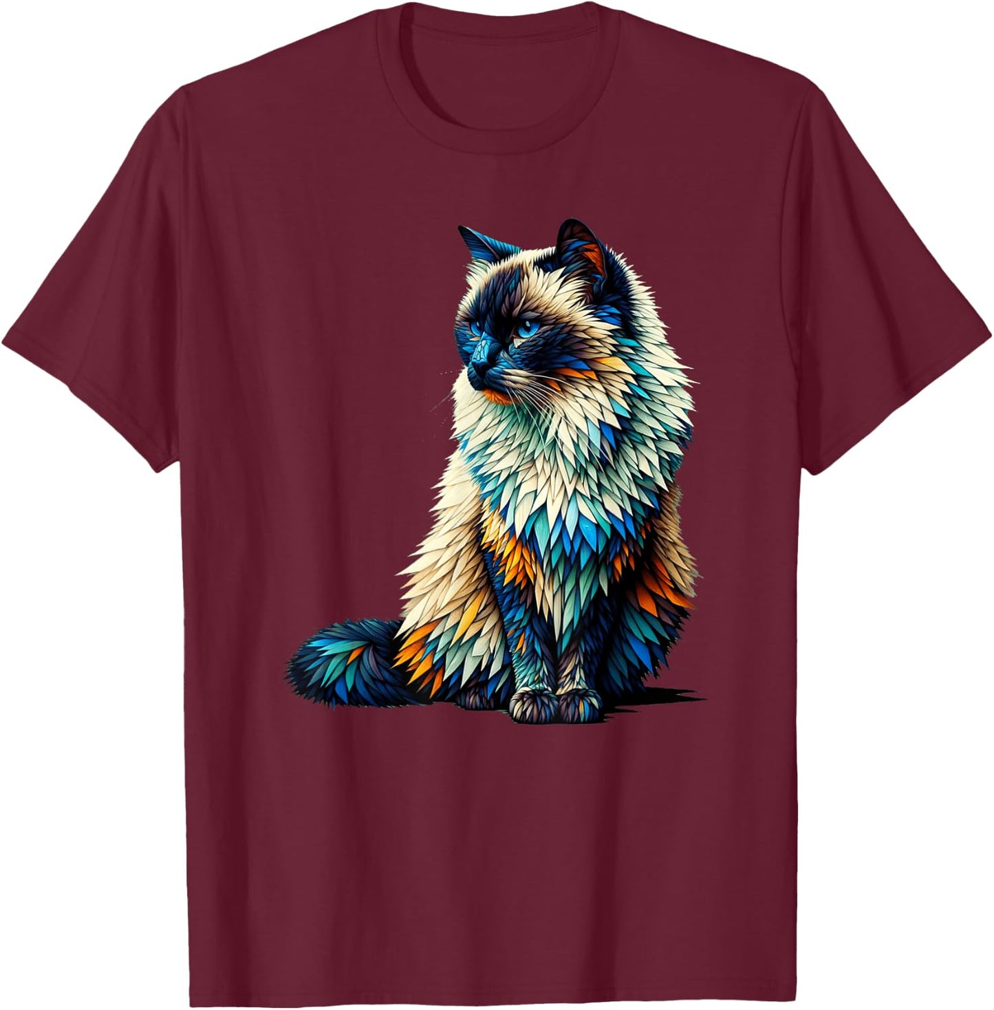 Polygon Art Siamese Cat Siamese Cats T-Shirt - T-Shirt | Maroon