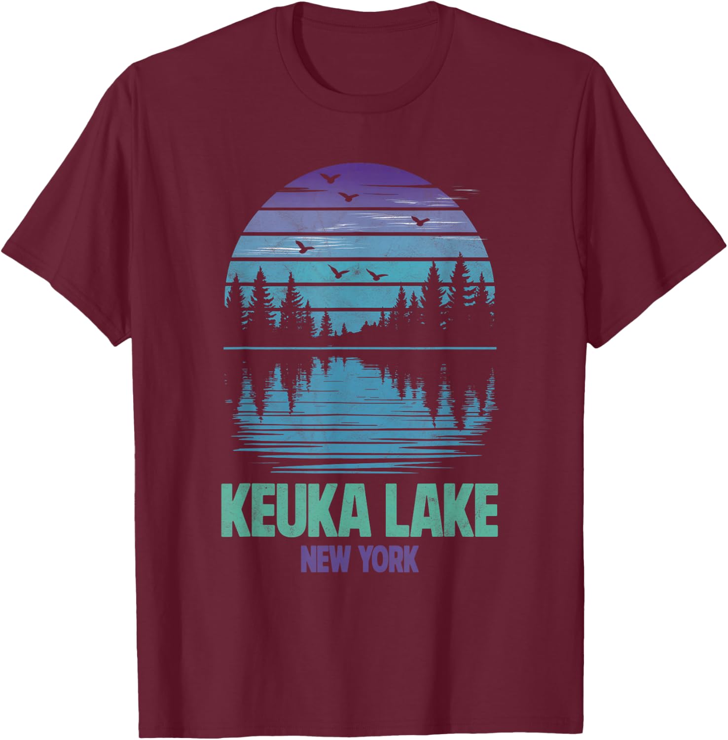 Keuka Lake New York Outdoors Vintage T-Shirt - T-Shirt | Maroon