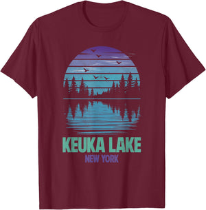 Keuka Lake New York Outdoors Vintage T-Shirt - T-Shirt | Maroon