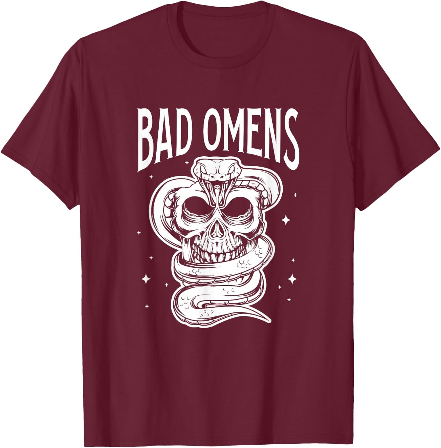 Bad Omens Snake and Skull Gothic Cobra Venom Reptiles T-Shirt - T-Shirt | Maroon