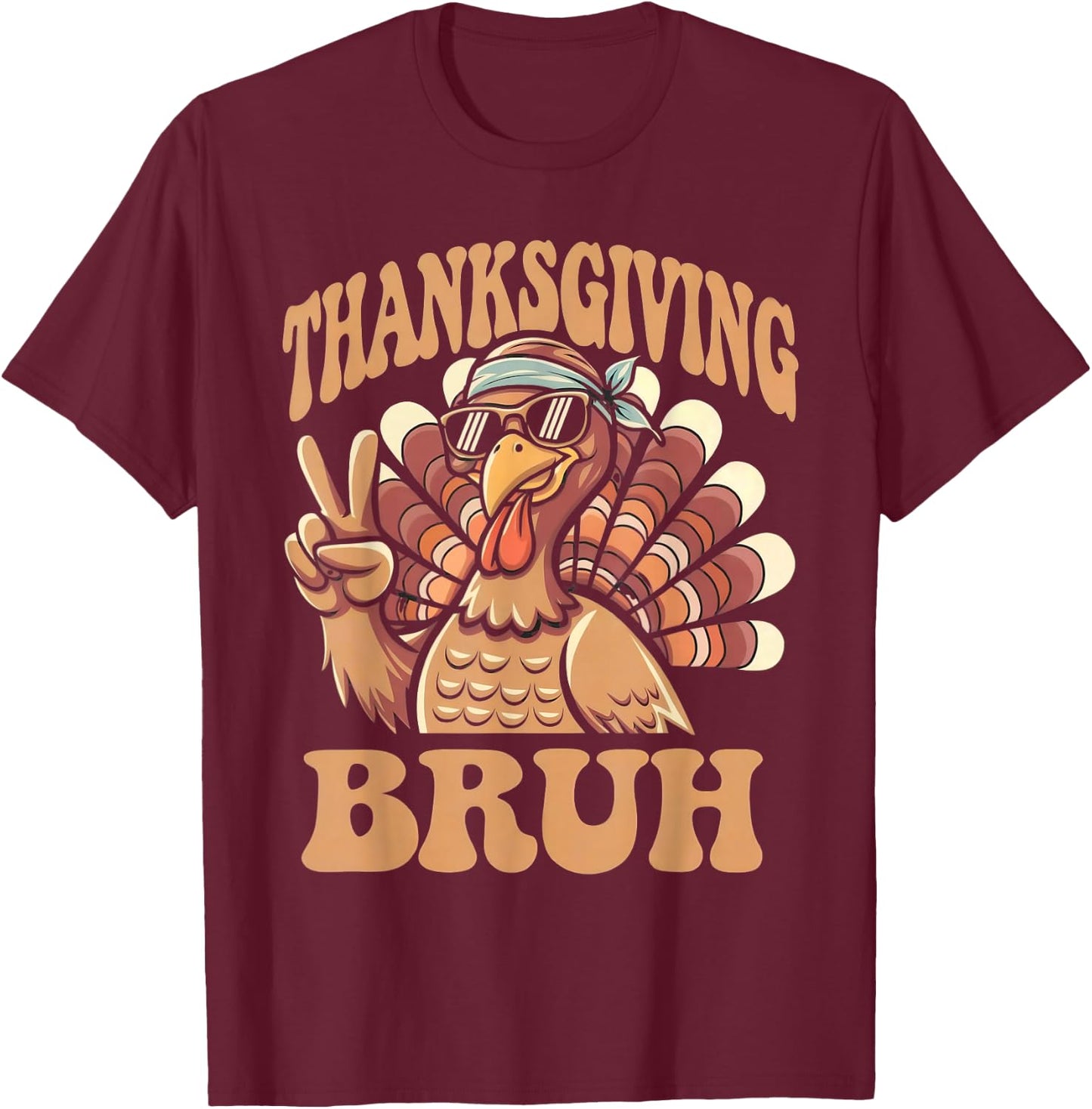 Thanksgiving bruh funny turkey fall boys T-Shirt - T-Shirt | Maroon
