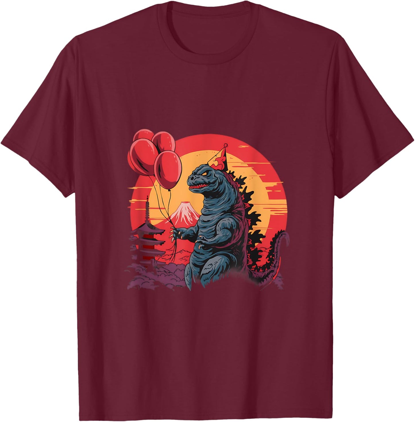 Kaiju Birthday Party Japan Monster Movie Bday Japanese T-Shirt - T-Shirt | Maroon