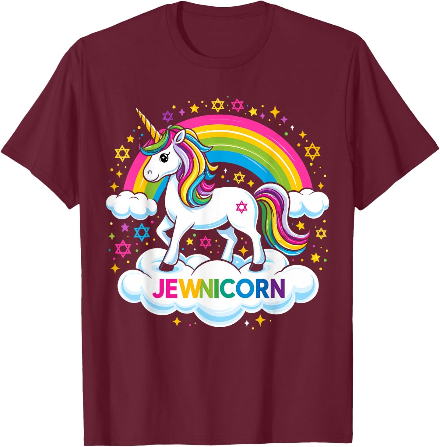 Hanukkah Jewnicorn Funny Jewish Unicorn T-Shirt - T-Shirt | Maroon