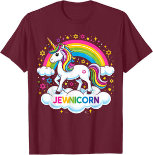 Hanukkah Jewnicorn Funny Jewish Unicorn T-Shirt - T-Shirt | Maroon