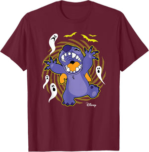 Lilo & Stitch - Halloween Stitch Ghosts T-Shirt - T-Shirt | Maroon