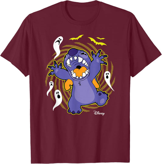 Lilo & Stitch - Halloween Stitch Ghosts T-Shirt - T-Shirt | Maroon