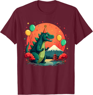 Kaiju Birthday Japan Monster Movie Bday Party Decorations T-Shirt - T-Shirt | Maroon