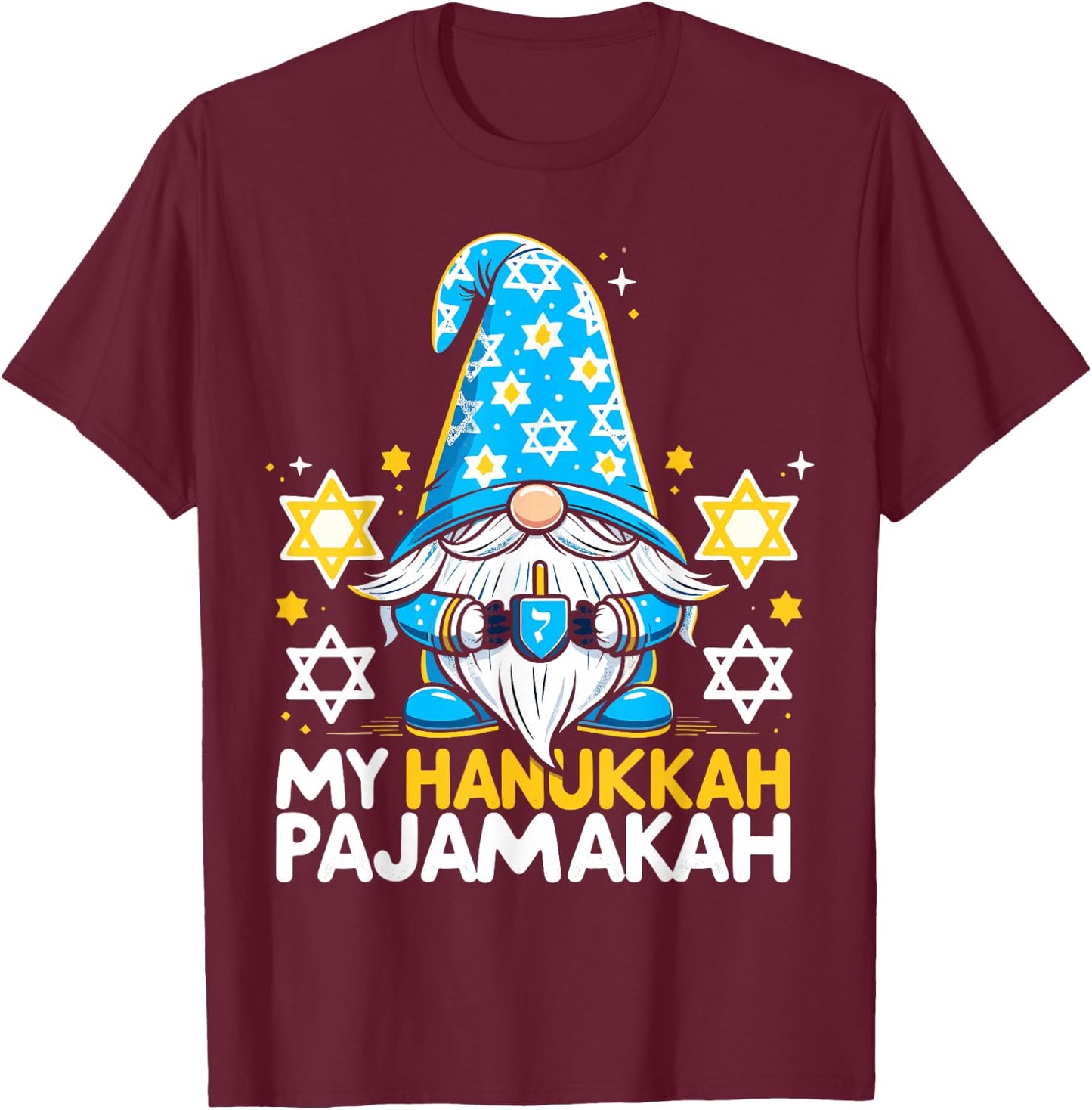 My Hanukkah Pajamakah Funny Chanukah Pajamas T-Shirt - T-Shirt | Maroon