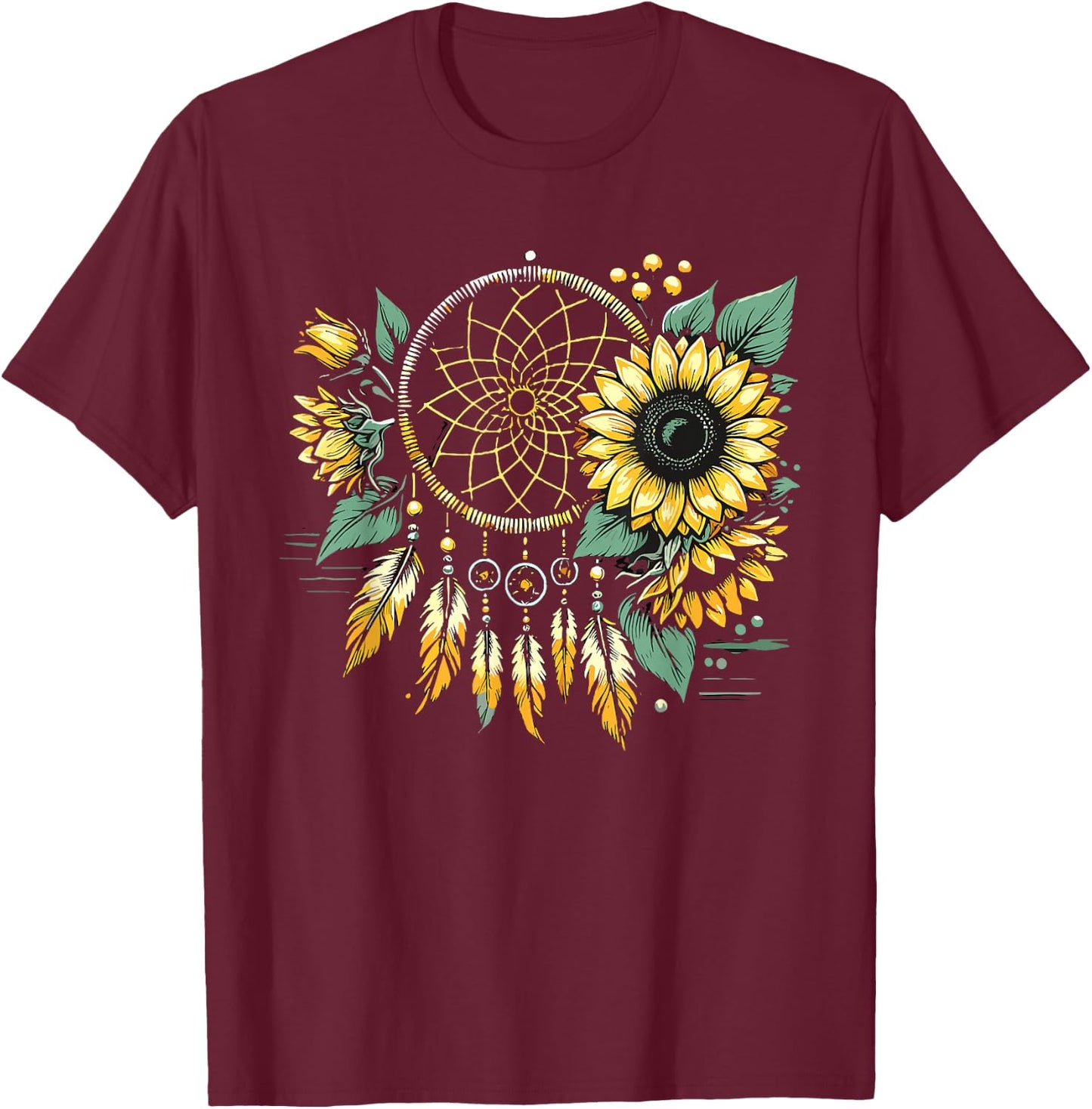 Surreal Dream Catcher Bohemian Spiritual festival fashion T-Shirt - T-Shirt | Maroon